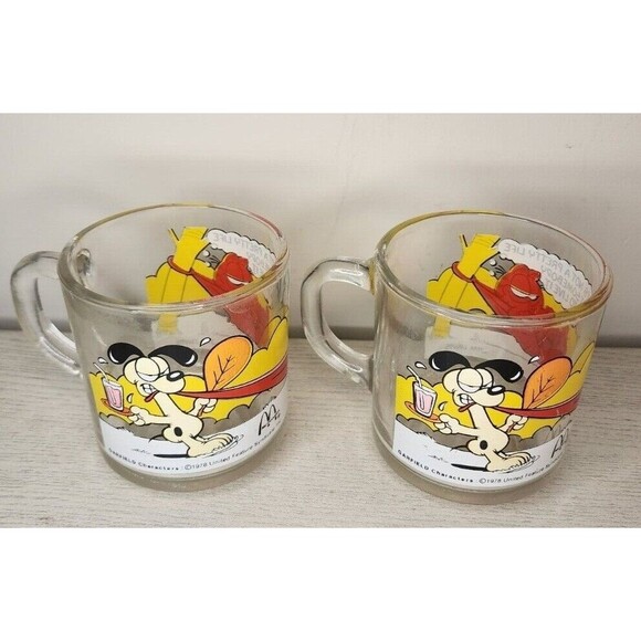 Vintage Garfield And Odie Mcdonalds Cups 1978 Set Of 2 - Picture 3 of 5